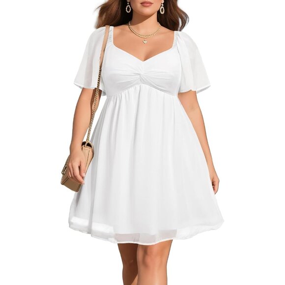 green emerald velvet dress Zapaka Women White Bodycon Graduation Dress Plus Size Off The Shoulder Satin Midi Cocktail Dress, White / US26W